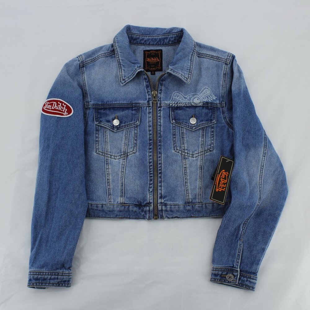Von Dutch Women's Cropped Denim Jacket – Y2K / Vintage Style Size M